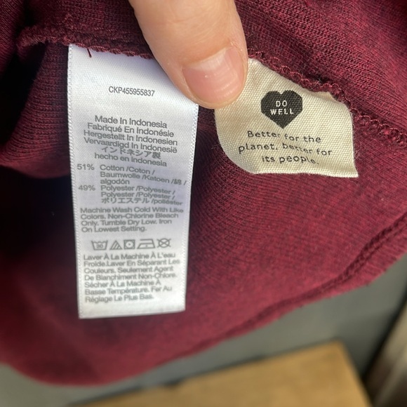 Madewell (Re)sourced Plush Mockneck Puff-Sleeve Red Maroon Long Sleeve Top - Picture 7 of 8